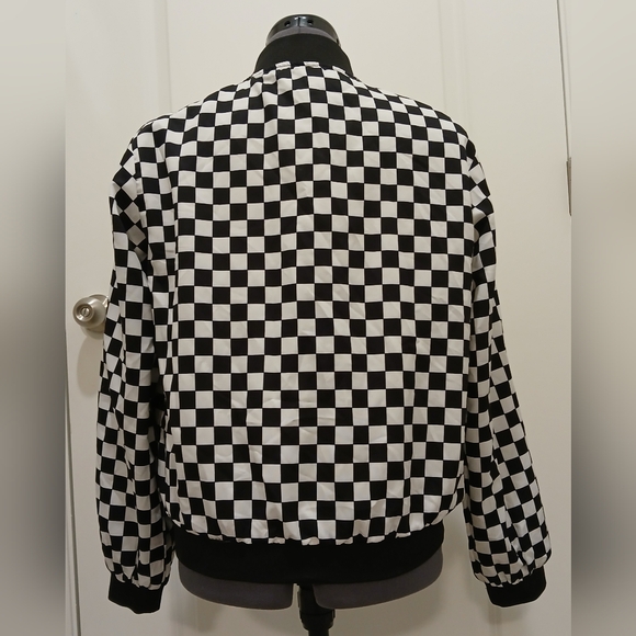 Black & White Checkered‎ Bomber Jacket - Picture 4 of 10